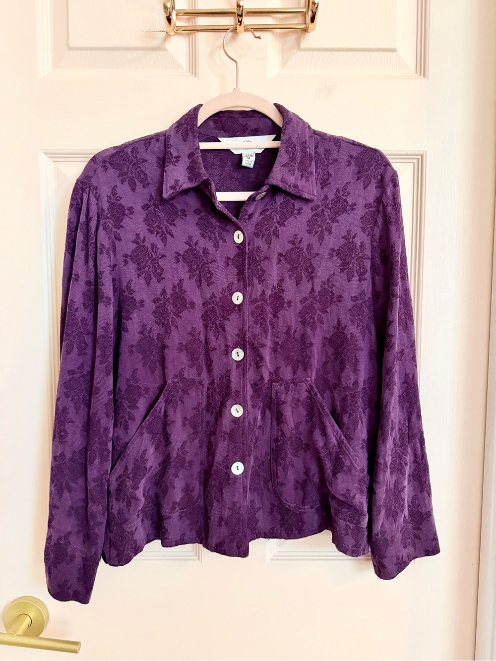 Purple floral Amy K Su sport button up light jacket